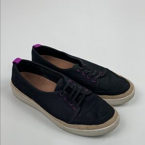 Vionic Black & Purple Sneakers Espadrille shoes Size 9 Slip on Comfort Sole